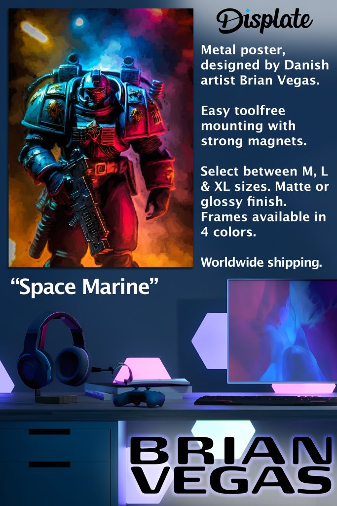 Warhammer Space Marine metal poster by Brian Vegas